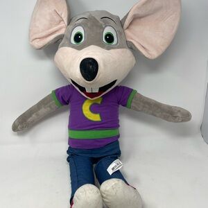 Chuck E Cheese Plush Doll 31" Large Stuffed Animal Purple Shirt Collectible Toy